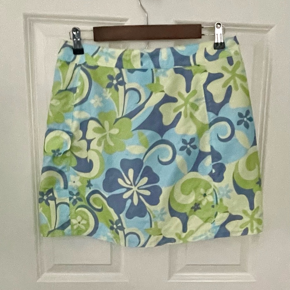 Title Nine Green Blue Retro Flower Print Athletic Skort Shorts Women’s Size 8 - Picture 2 of 6